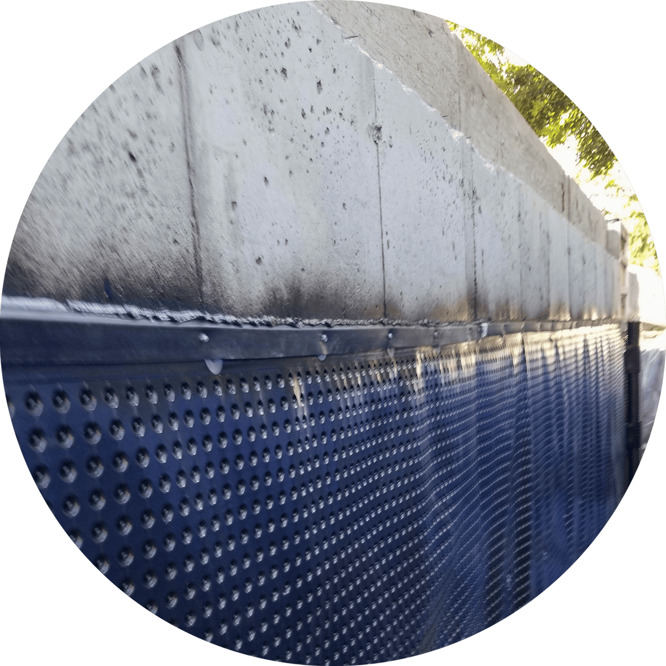 Concrete foundation spray and wrap